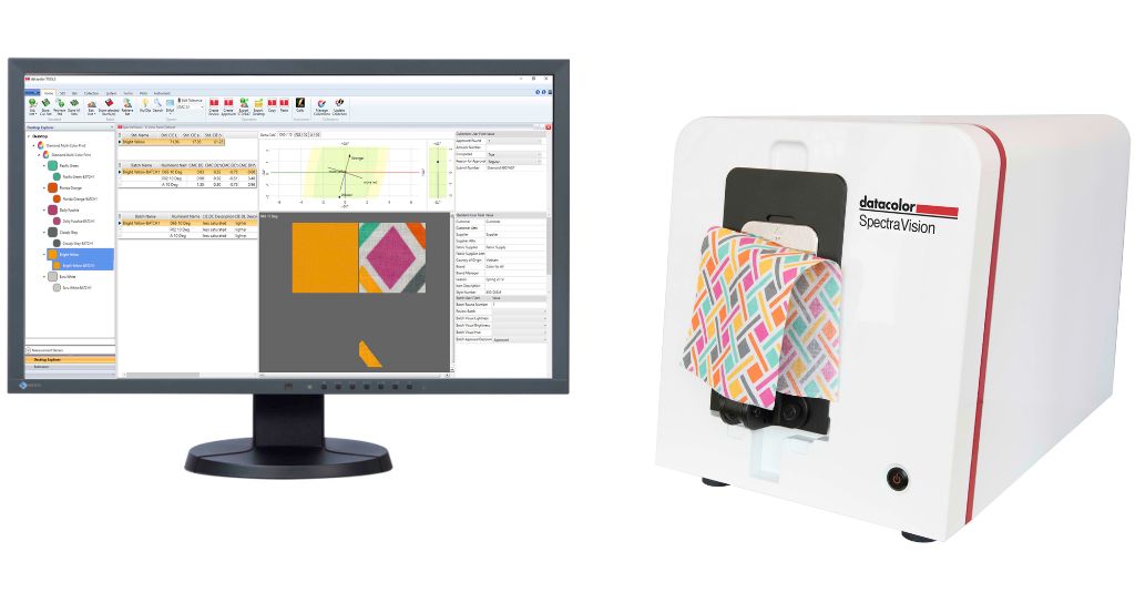 spectrophotometer next to color management software