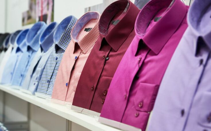 men's dress shirts in a store